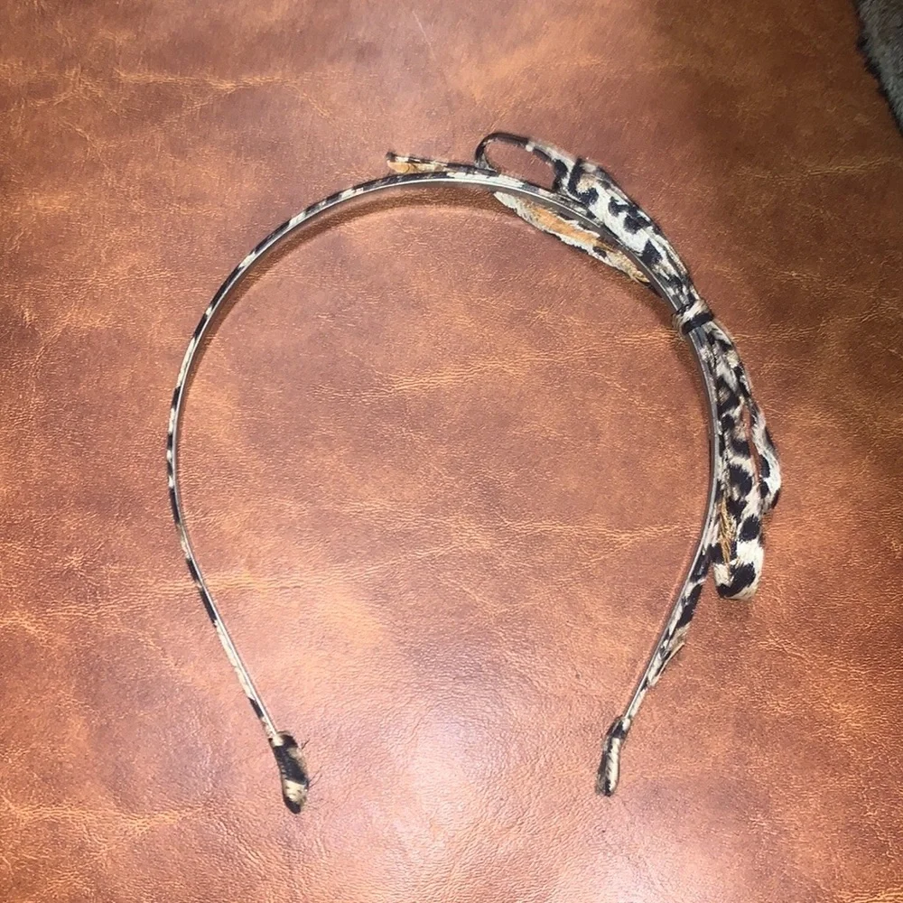 Set of three headband fabric designs: animal print with bow pink black